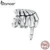 BAMOER 925 Sterling Silver Dark Personality Skeleton Hand Charm Beads for Women Girls Bracelet & Bangle DIY Jewelry