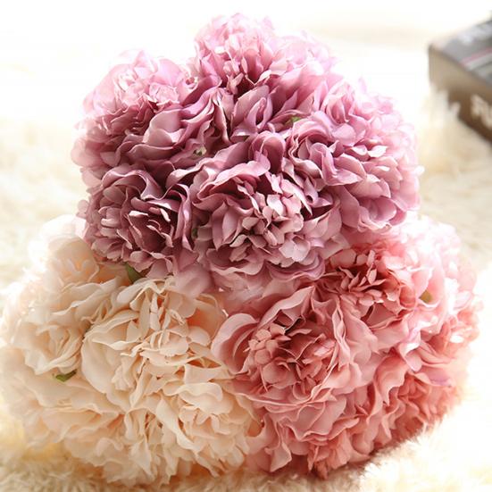 5 глав искусственный пион поддельные цветы свадебный букет свадебный декор гортензии