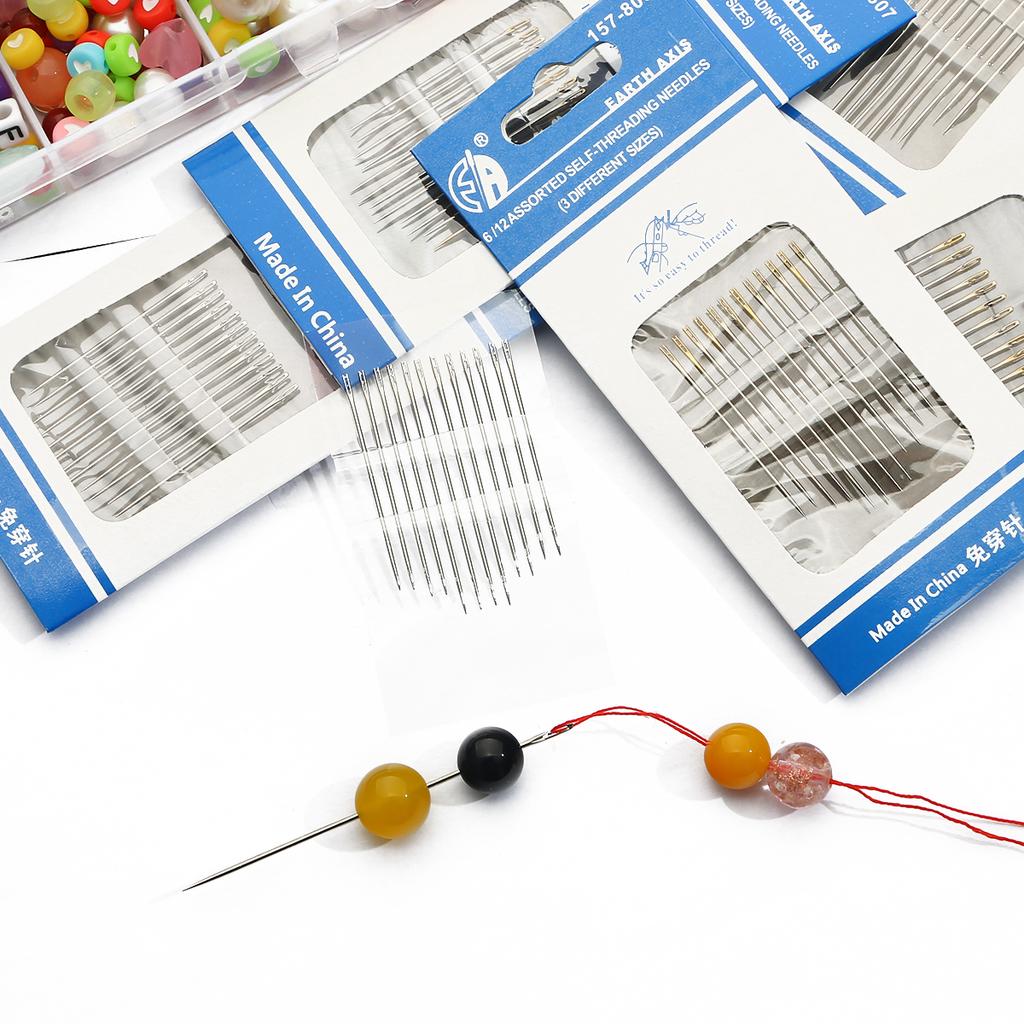 12-48 шт. Игла для слепых Игла для пожилых Игла с боковым ушком Самозаправляющаяся игла Бытовые иглы из нержавеющей стали для шитья вручную для пожилых