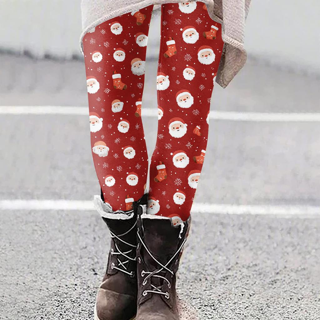 Женские рождественские облегающие эластичные повседневные брюки для йоги