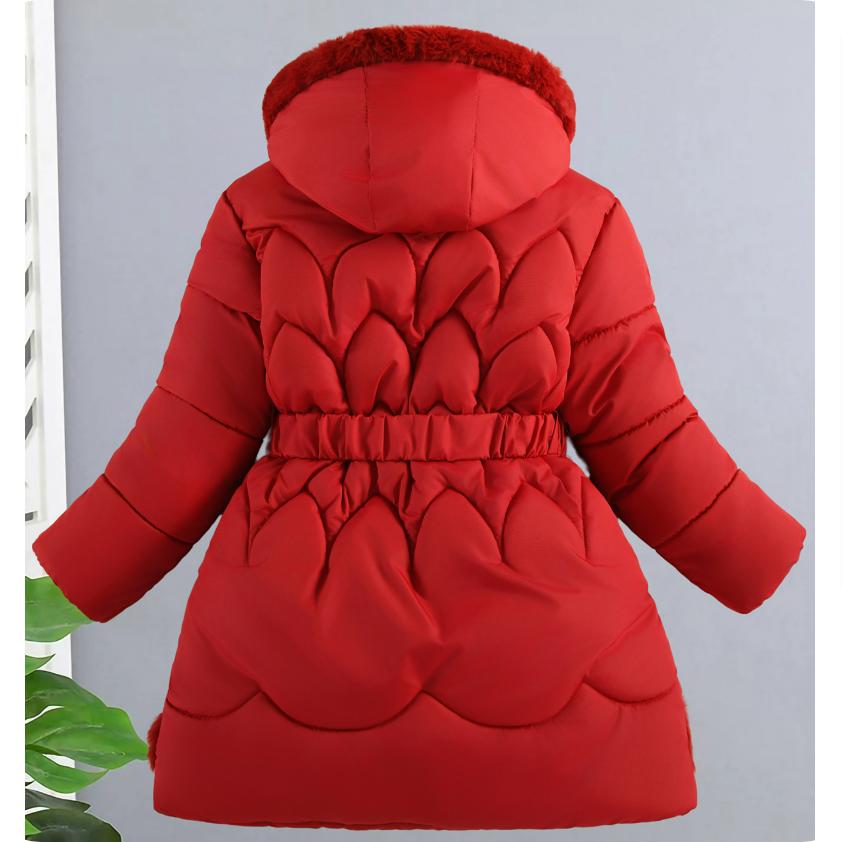 Children's Clothing, Girls' Cotton-padded Clothes, Children's Winter Jackets, Big Children's Thick Hooded Mid-length Warm Cotton-padded Clothes