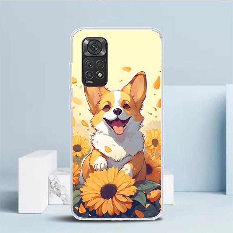 Cartoon Corgi Cute Dog Phone Case For Xiaomi Redmi Note 15 14 14S 13 12S 12 Pro Plus 11S 11 11T 11E 10S 10 + Soft TPU Back Cover