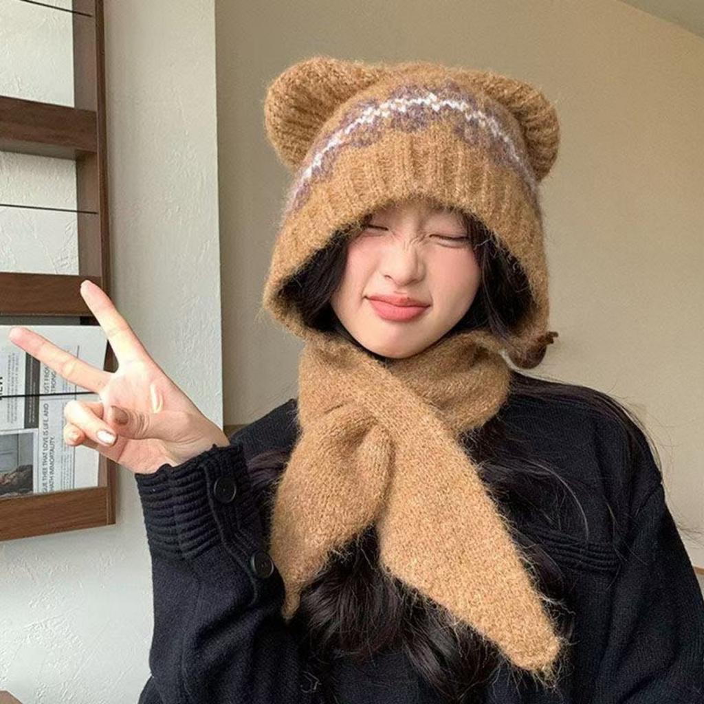 Knitted Hats, Women's Hats, Warm Hats, Windproof Hats, Ear-protecting Hats, Woolen Hats, Cold-proof Hats, and Woolen Hats