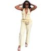European and American sexy babes sleeveless neck solid color women's shirt women's African high waist casual versatile fashion two-piece set
