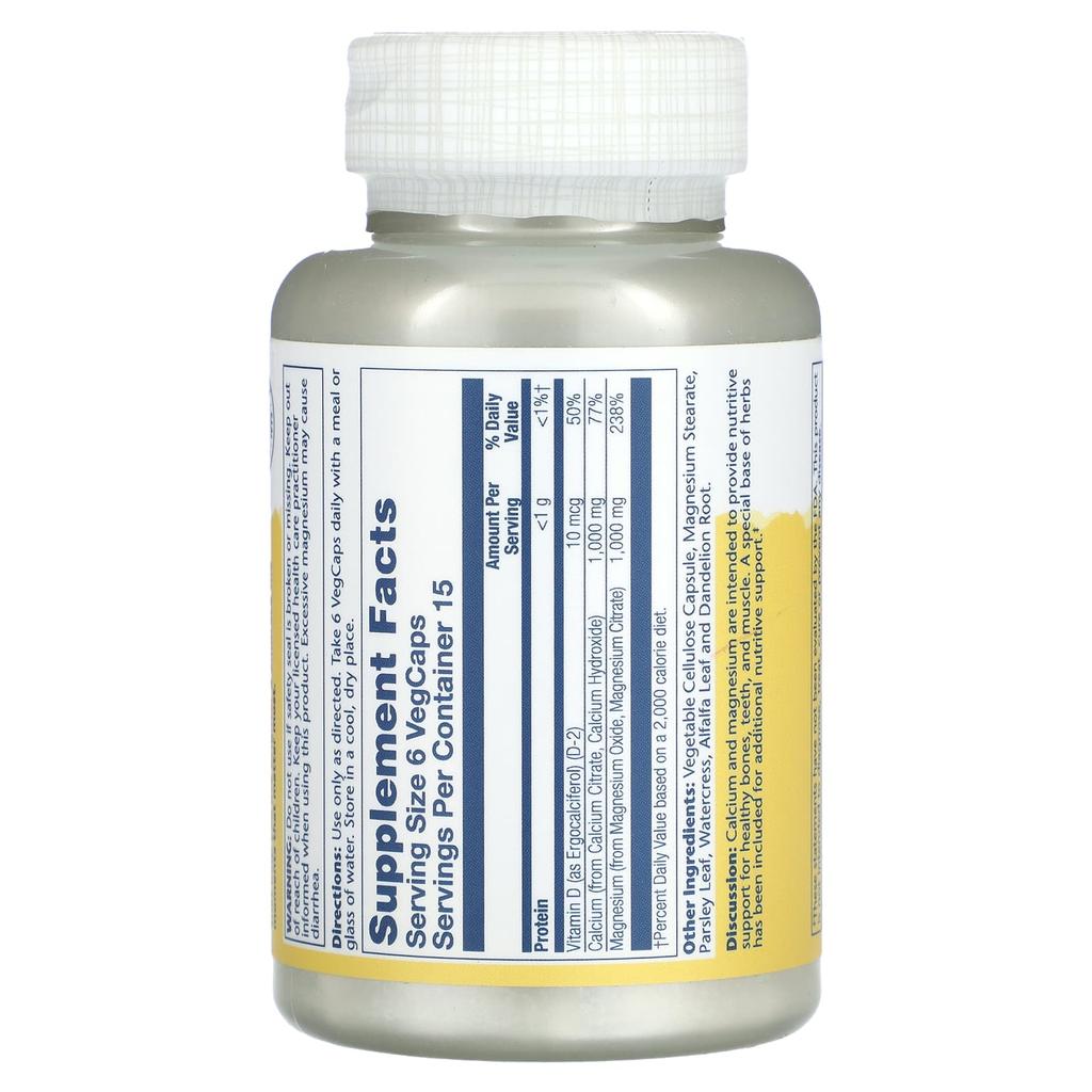 SOLARAY Cal-Mag Citrate with Vitamin D-2, 90 VegCaps