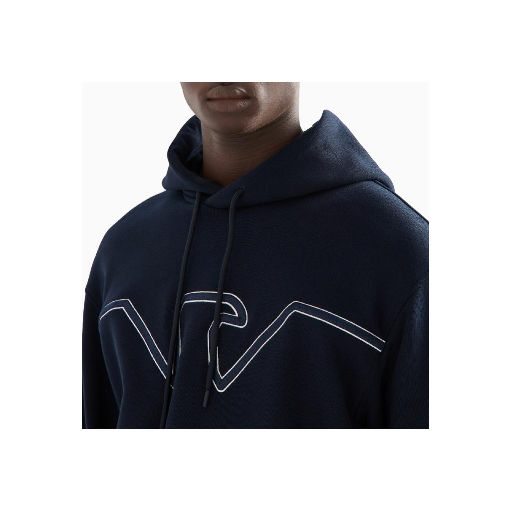 Emporio Armani Свитшот с капюшоном и длинным рукавом с вышитым логотипом SS24 Мужской свитшот Темно-синий 6D1MD2-1JWPZ-09U2