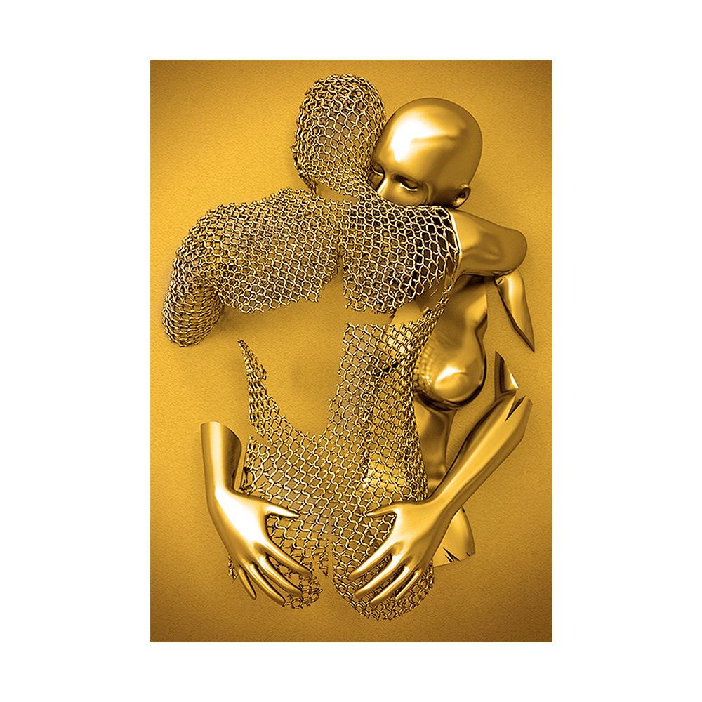 Золотая и серебряная фигурка, статуя, картина на холсте, металлическая скульптура, печать на плакатах, романтические фотографии для влюбленных, современное настенное искусство, домашний декор