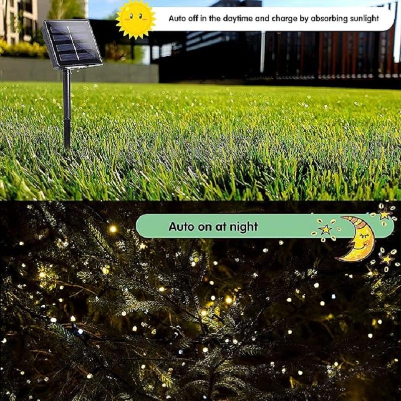 12 м солнечные гирлянды солнечные рождественские огни наружные водонепроницаемые с 8 режимами освещения для рождественской свадебной вечеринки украшения сада