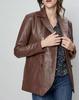 Designer Party Handmade Brown Blazer Stylish Formal Women Real Lambskin Leather