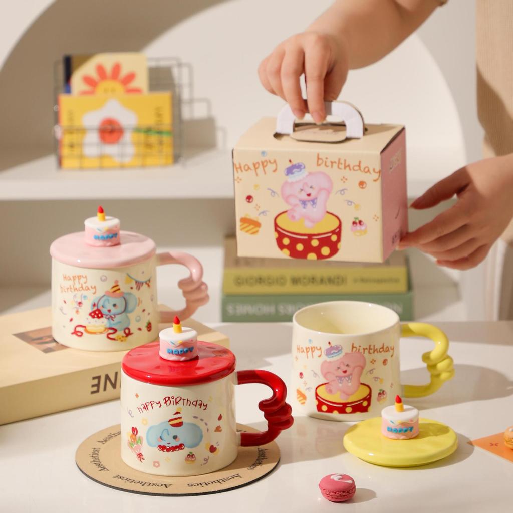 Cartoon Ceramic Cup with Lid High Value Mug Cute Girl Heart Water Cup Souvenir Gift Cup Student Drinking Water Cup