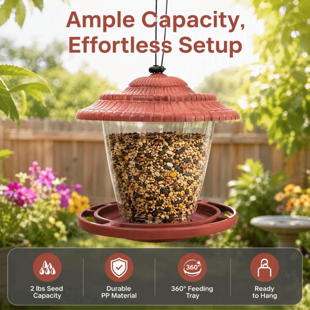 With Suspension Wire Bird Feeding Container Transparent Container Bird Seed Container Garden Use
