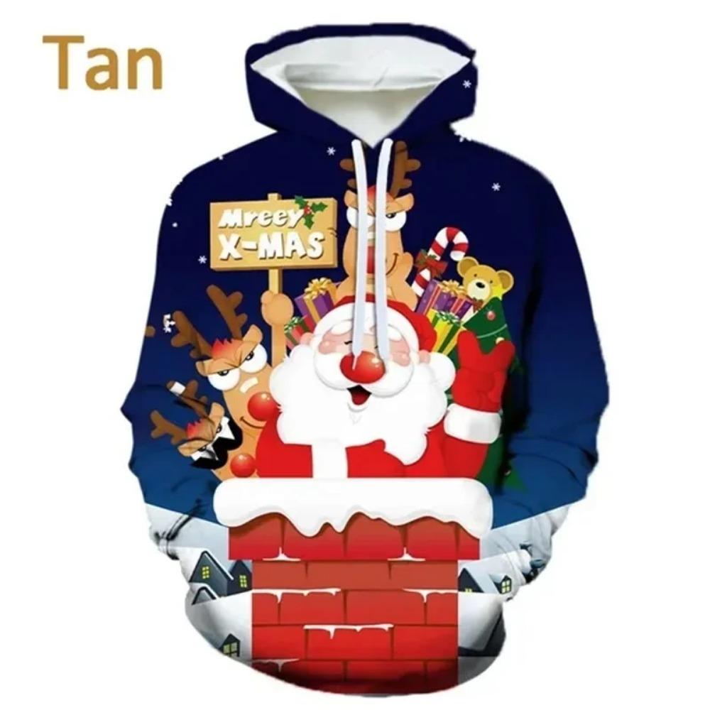 Christmas Hooded Ladies Sweatshirt 3D Cartoon Pattern Printing Casual Pullover Hoodie Kangaroo Pocket Long-sleeved Top