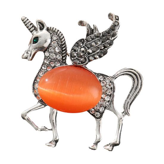 Brooch Pin Horse Design Enamel Pin with Imitation Crystals Enamel Faux Pearls Fairy Tale Brooch Artistic Accessories
