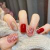 24 Pieces Autumn and Winter White Small Fragrant Plaid Light Luxury High Sense Atmosphere Short 24 Pieces Wearable Nails