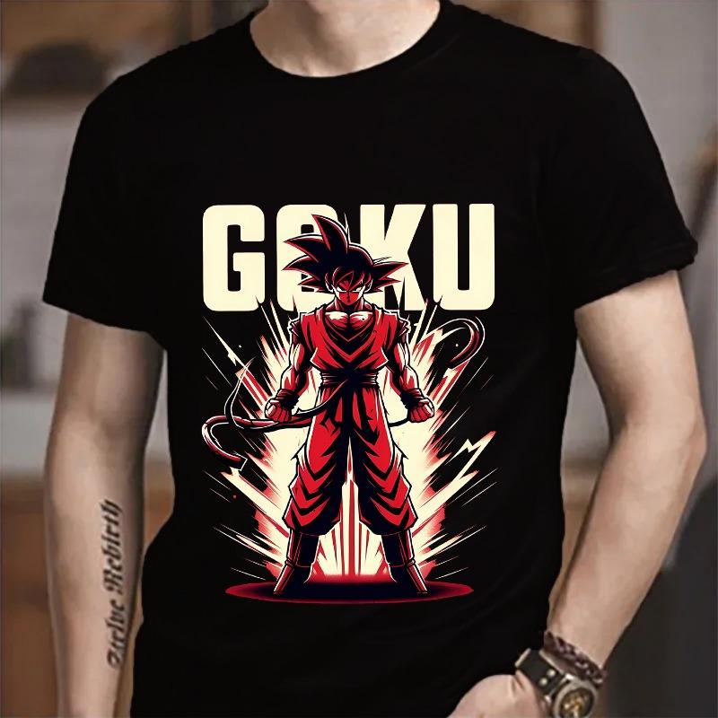 Футболка Dragon Ball Goku Мода для взрослого мужчины Аниме одежда Унисекс Круглый воротник Короткий рукав Мода Черная Хлопковая Футболка Топ Подарок