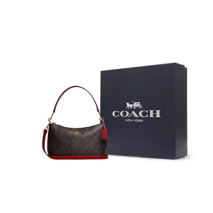 New COACH Clara Cow Leather Shoulder Bag, Crossbody Bag Women's Dark Brown CF377-IMRVQ