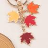 Maple Leaf Maple Leaf Keychain with Pearl Lanyard Leaf Metal Keyring Enamel Plant Key Rings  Women