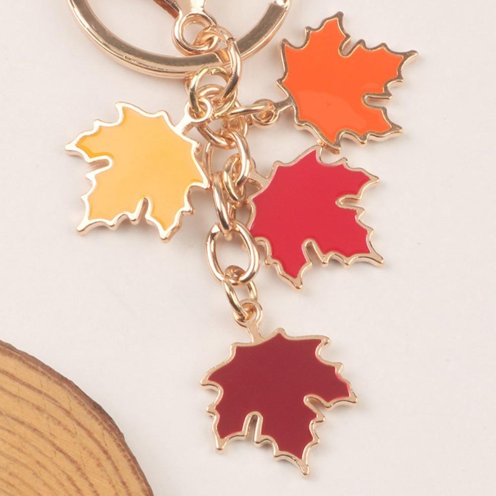 Maple Leaf Maple Leaf Keychain with Pearl Lanyard Leaf Metal Keyring Enamel Plant Key Rings  Women