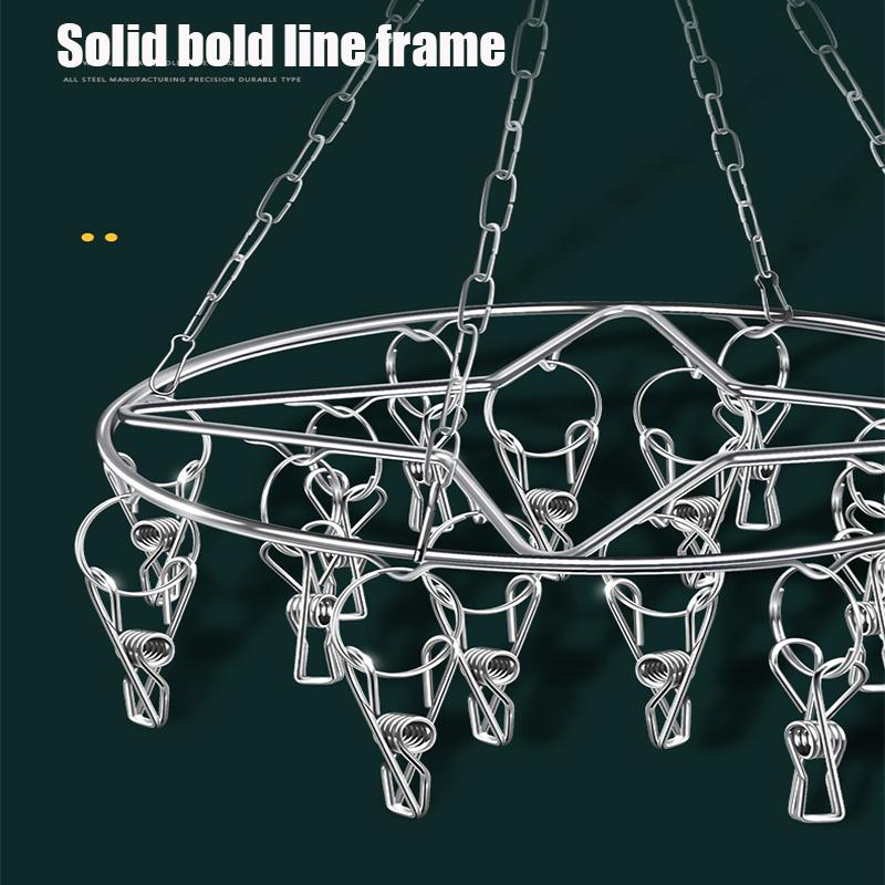 Windproof Drying Rack Stainless Steel Bra Sock Drying Holder Organizer Drying Socks Clip Multi-Functional Household Hanger