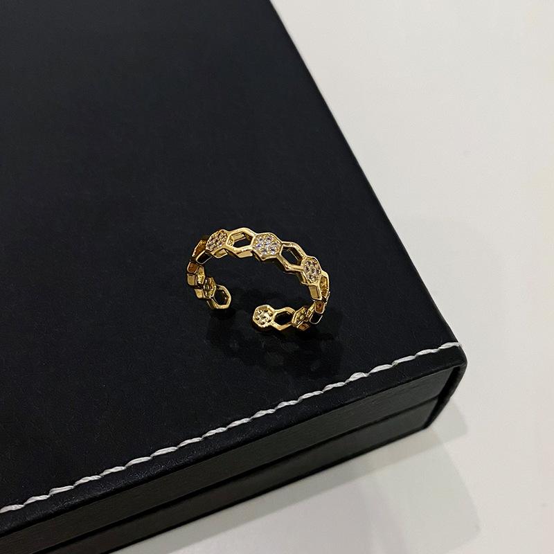 Кольцо в виде сот с полым бриллиантом, открытое кольцо, регулируемое, уникальное, легкое, роскошное, высокочувствительное кольцо