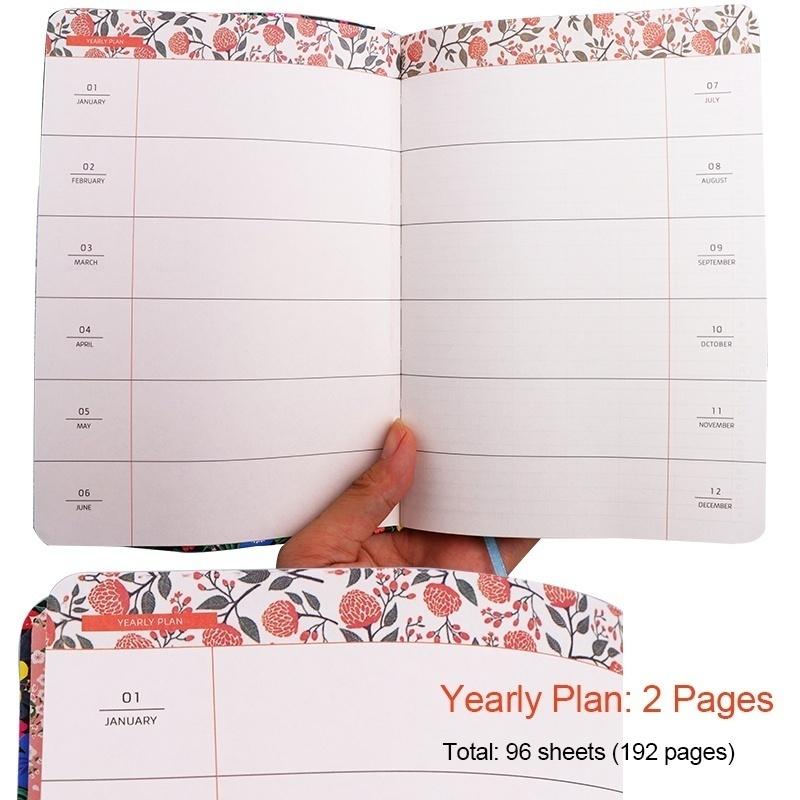 Floral Leather Cover Planner Notebook Daily Weekly Monthly Planner Stationery Office Supplies A5 A6