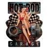 [A2567] - Retro Metal Sign 'Hot Rod Garage' Red Black Vintage - 48x40 Cm (Pin Up)