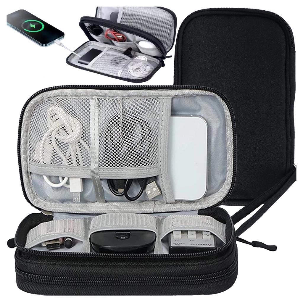 Travel Accessories Case, Cable Organizer, Chargers, Phone, and Power Bank, Multifunctional and Compact 21 x 12.5 x 5 , Alogy Travelpack™ - Black