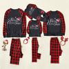 Рождественский мужской клетчатый топ с буквенным принтом, блузка + брюки, семейная одежда, пижамы