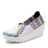 Женские размеры плюс 35-42 для женщин 2025 танкетки платформа кроссовки плетение полые женские лоферы слипоны повседневная обувь