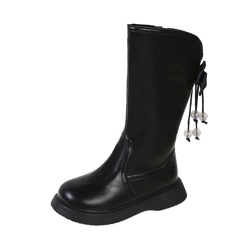 Retro Fashion Girls Short Boots New Velvet Winter Princess Shoes British Style Children's Boots