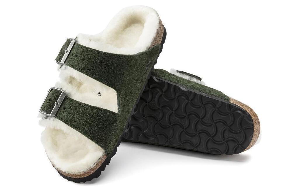 Birkenstock Сандалия из овчины Arizona Замша Узкий крой 'Зеленый' Женская 1021102