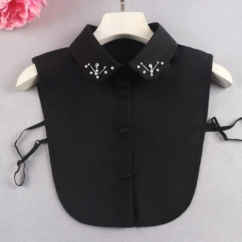 Womens Lapel Sweater Fake Collar Autumn Winter Half Shirt Detachable Collar Ladies White Shirt Lapel Blouse Tops False Collar