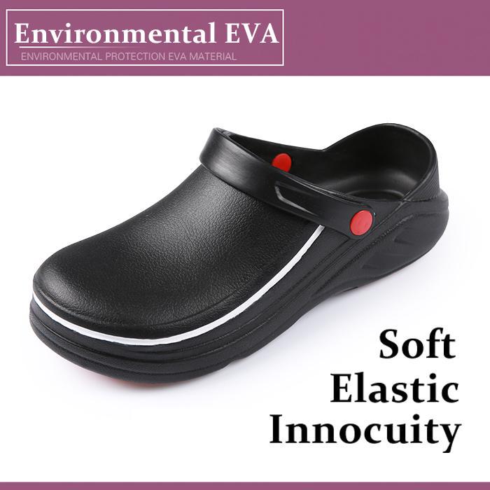 Black EVA Non-slip Waterproof Oil-proof Kitchen Chef Cook Shoes Hotel Slippers Work Sandals Shoes