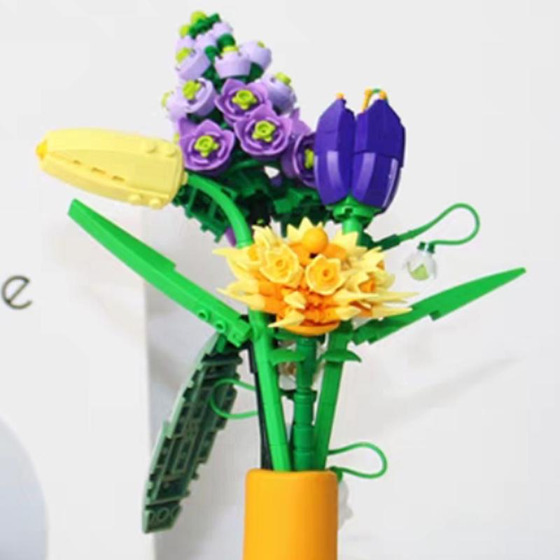 LOZ 1672 вечный цветок растение фиолетовый тюльпан астрантиамейор ландыш мини-блоки кирпичи строительные игрушки для детей без коробки