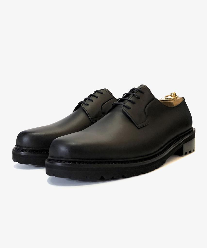 Joenshoe Human Black Stitch Derby Work Boots Oxford Matte Black