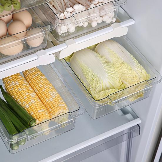 Выдвижной ящик для холодильника, органайзер, ящик для хранения, большая вместимость, простая установка, прозрачный холодильник