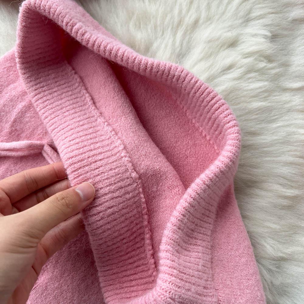 Вязаный кардиган-свитер на пуговицах-катушках в стиле ретро для осени и зимы + юбка миди с разрезом на бедре, комплект из двух предметов