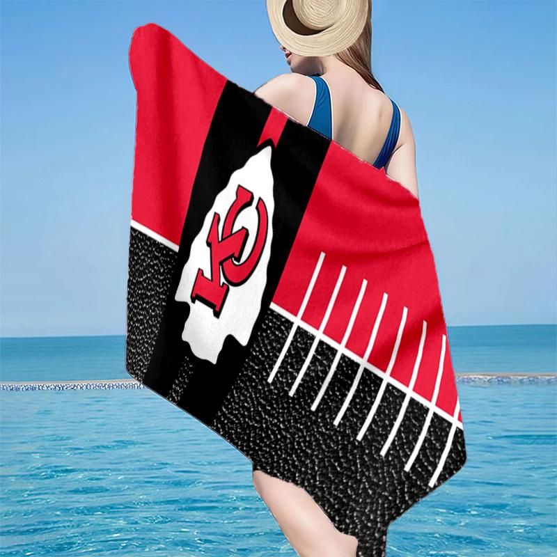 Kansas City Chiefs Logo Microfiber Beach Towel, Lightweight And Quick-Dry, for Summer Travel, Beach Essential, Swimming Pool