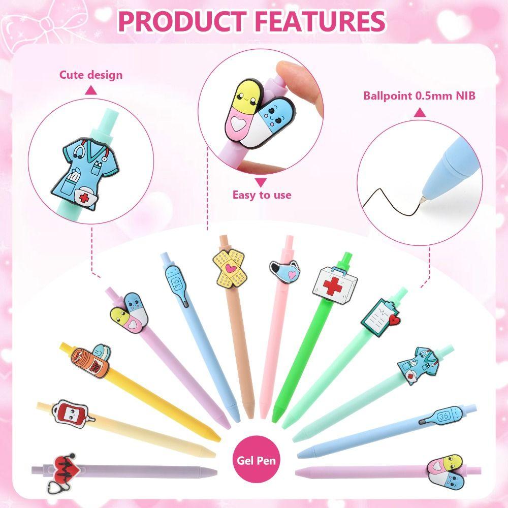 48 Pcs 48pcs Set Retractable Badge Reels Gel Pen Included Funny Nurse Gift Graduates