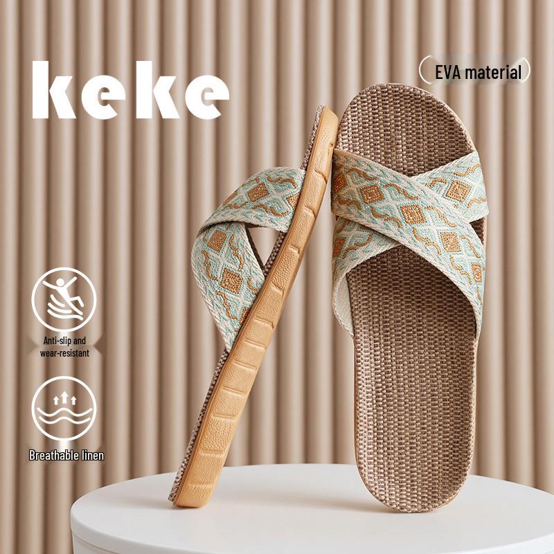 FL Four Seasons Women's Linen Deodorant Anti-slip Indoor/Outdoor Silent Slippers