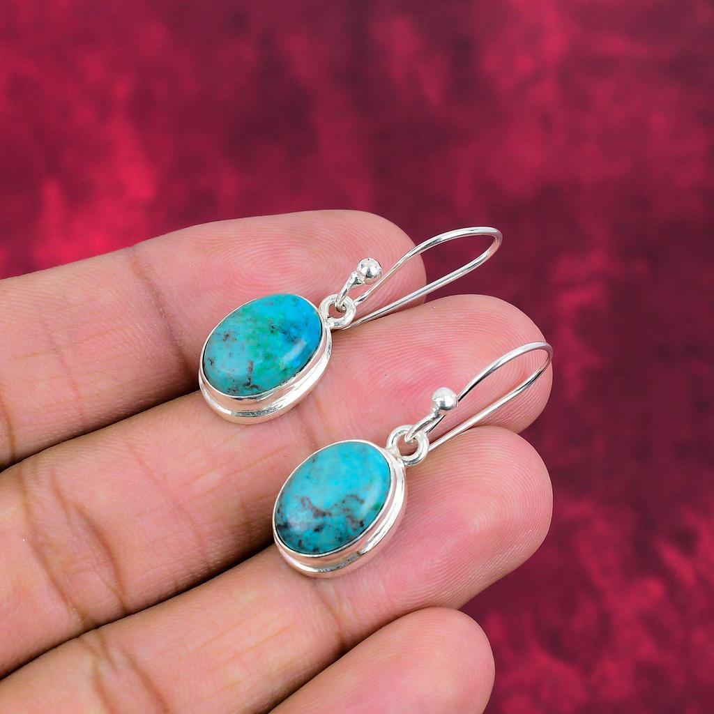 Серьги с тибетской бирюзой, драгоценные камни, серьги ручной работы из цельного серебра 925 пробы, ювелирные изделия последнего дизайна