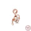 New 925 Sterling Silver Rose Girl Boy Pink Sparkle Spacer Clip Charm Bead Fit Original Fashion Bracelet DIY Jewelry for Women