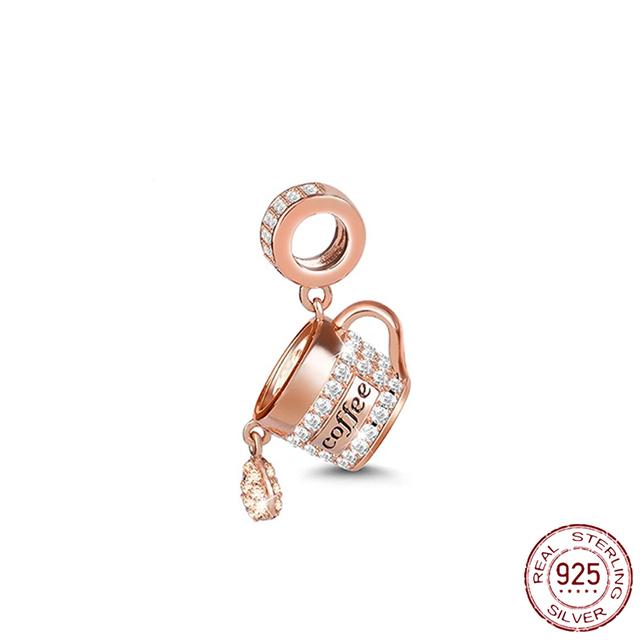 New 925 Sterling Silver Rose Girl Boy Pink Sparkle Spacer Clip Charm Bead Fit Original Fashion Bracelet DIY Jewelry for Women