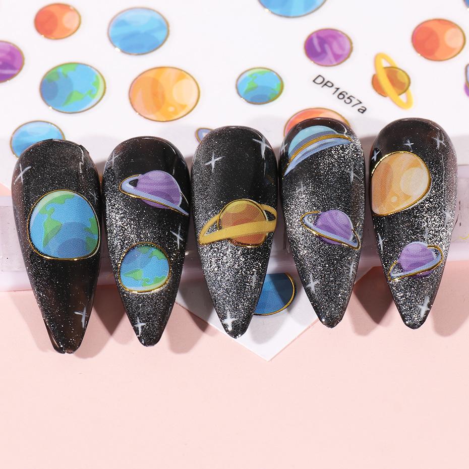Фэнтезийный дизайн планеты Galaxy, наклейки для ногтей, клейкие слайдеры, наклейки для дизайна ногтей, маникюрные украшения