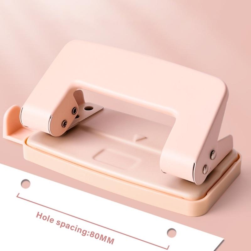 2-Hole Paper Puncher Plastic Punching Machine Portable Paper Punch Manual Puncher Office School Supplies for Student