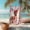 1PC Custom Name Baby Deer Flowers Beach Towel Highly Absorbent And Sand-Resistant Towel for Swimming, Pool, Yoga, And Travel Lightweight
