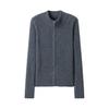 Lekasha Striped Cashmere Stand Collar Zip Cardigan