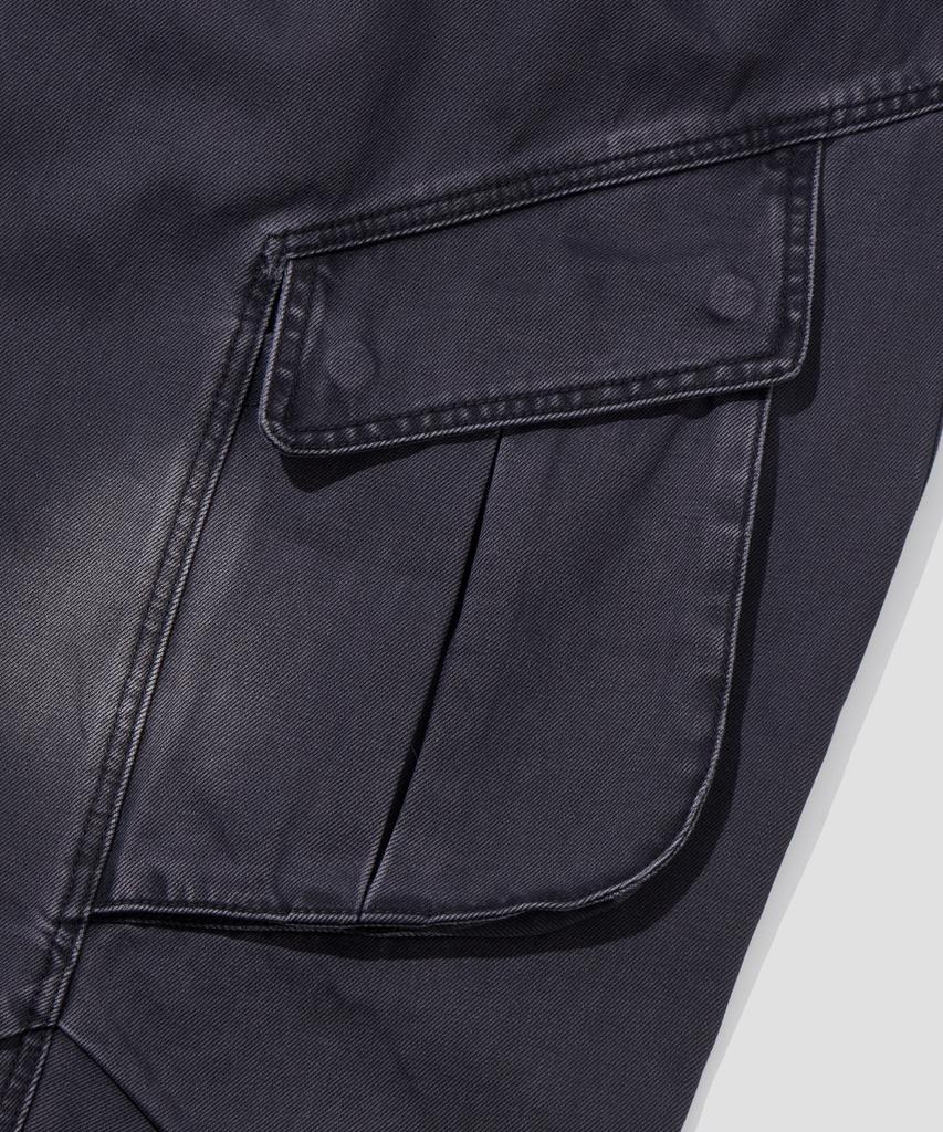 AGOD Vintage Washed Elastic Waist Cargo Pants [Charcoal]