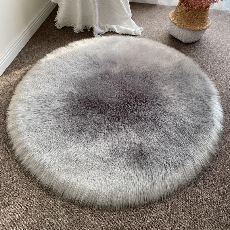 Round Carpet Shaggy Sheepskin Children'S Bedroom White Fur Rug Soft Thick Living Room Sofa Area Rug Artificial Wool Carpet Decor