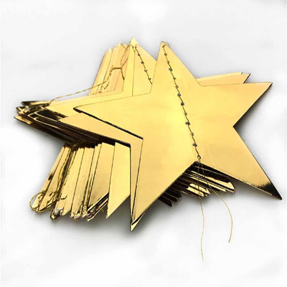 4m Shimmer Long Banner Baby Shower Gold/Silver Shining Star Bunting Wedding Birthday Party Decoration Children Room Decors